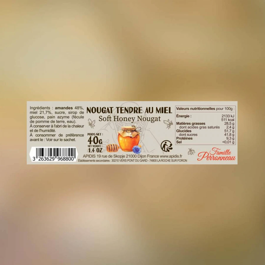 Nougat noir tendre au miel