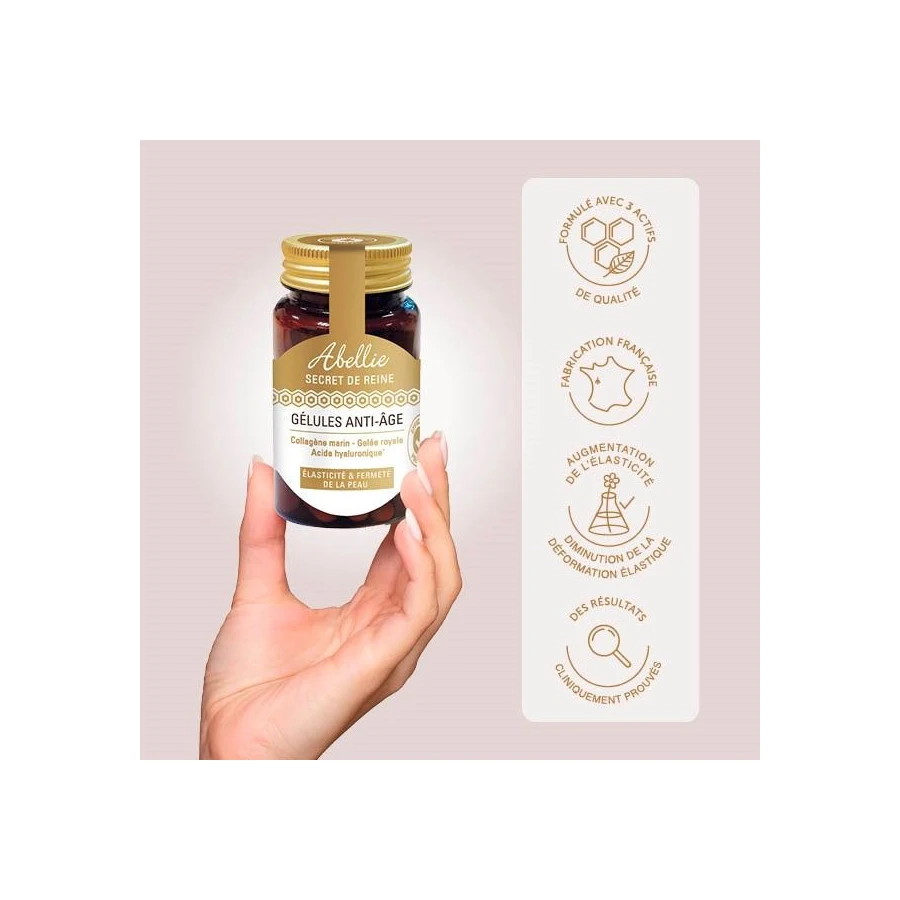 Gélules anti-âge au collagène marin, gelée royale et acide hyaluronique