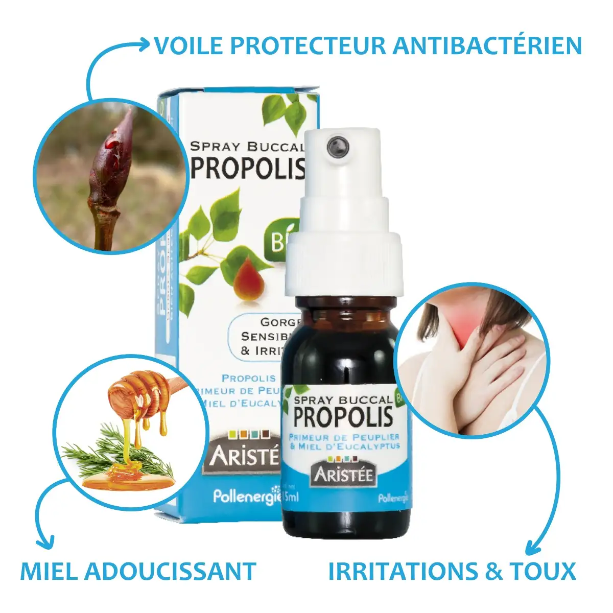 Spray buccal Propolis peuplier et Miel Bio avec alcool