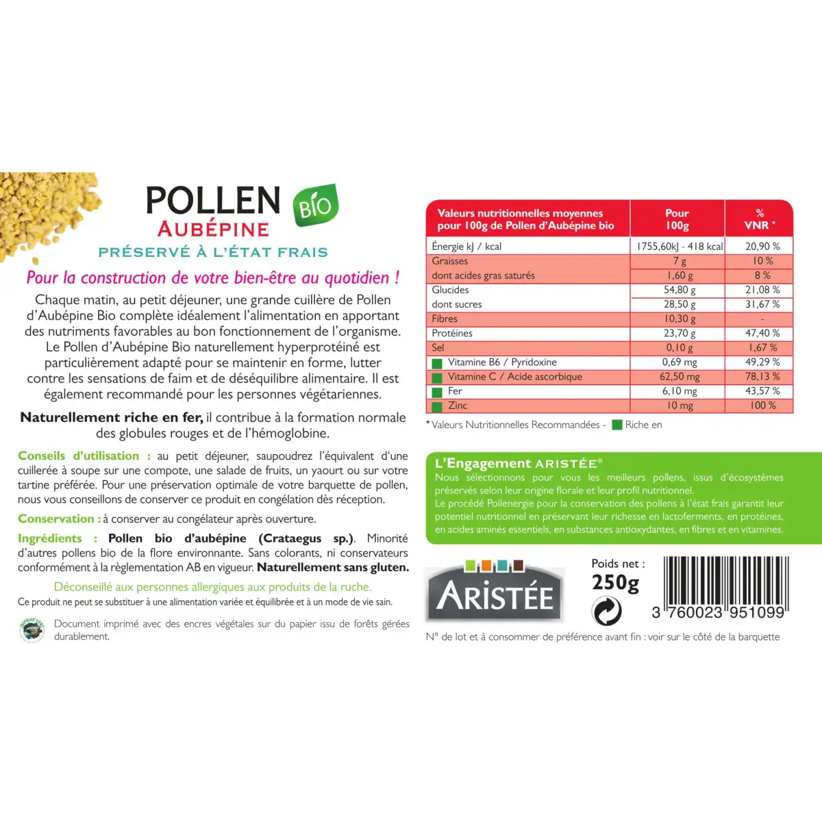 Pollen frais d'aubépine Bio