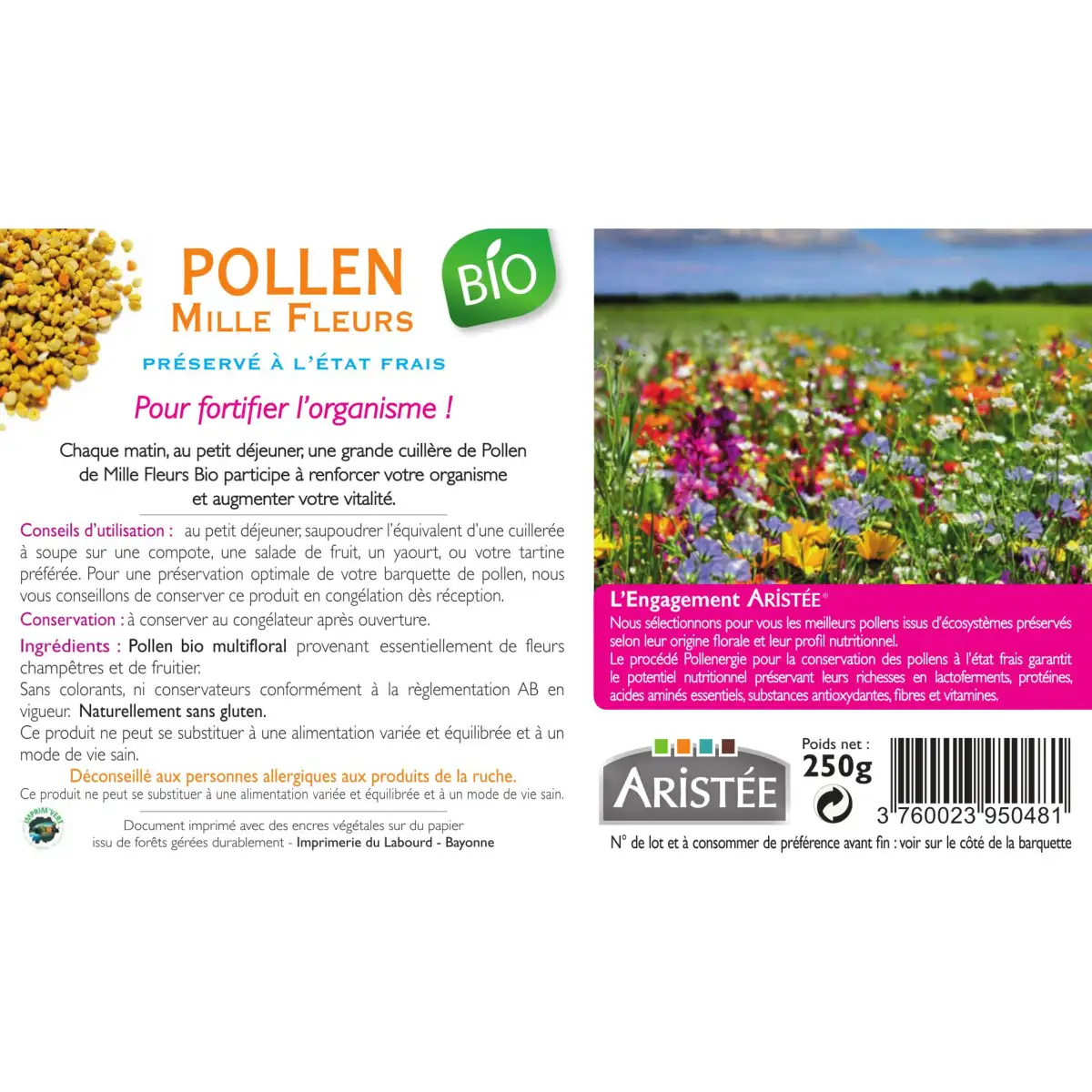 Pollen frais Mille Fleurs Bio