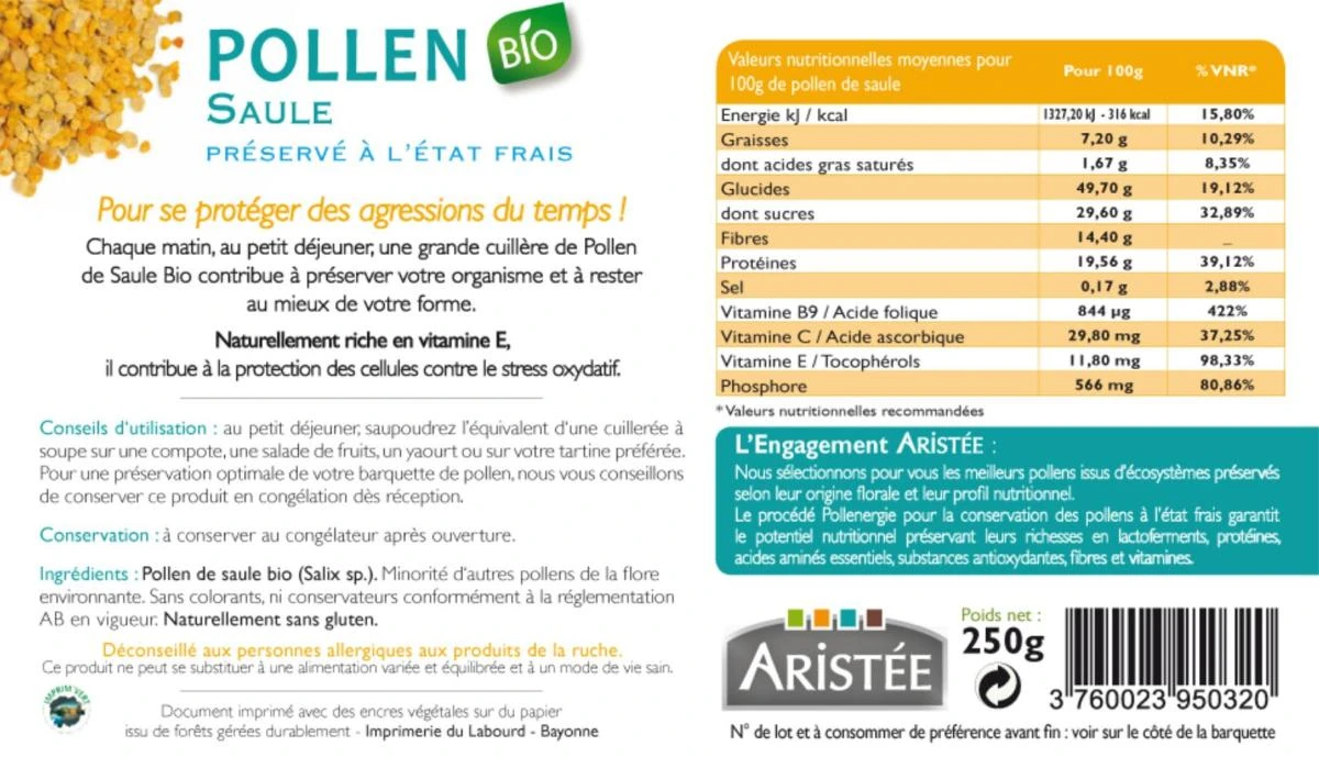 Pollen frais Saule Bio